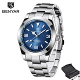 BENYAR Fashion 41mm stainless silvery Waterproof Watch