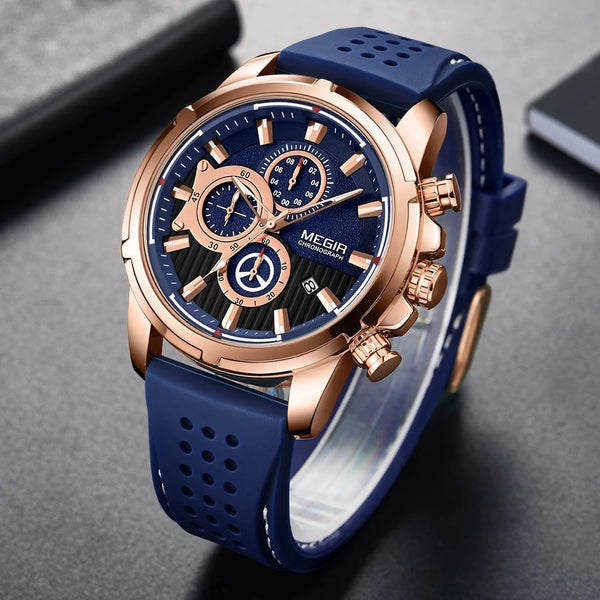 MEGIR Men's Fashion Rose Gold  Waterproof