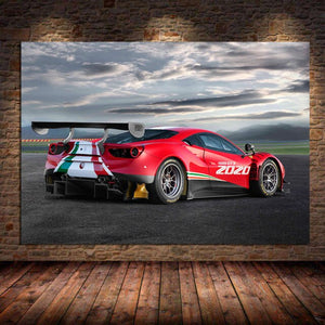 Supercar Poster Ferraris 488 GT3 EVO Sport Red Car