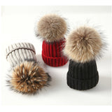 Female Fur Pom Poms hat